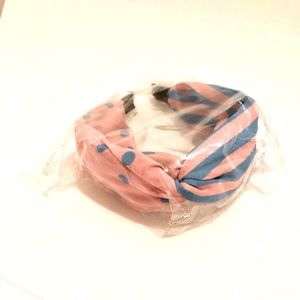 Pink and Blue Stripes and Polka Dot Headband